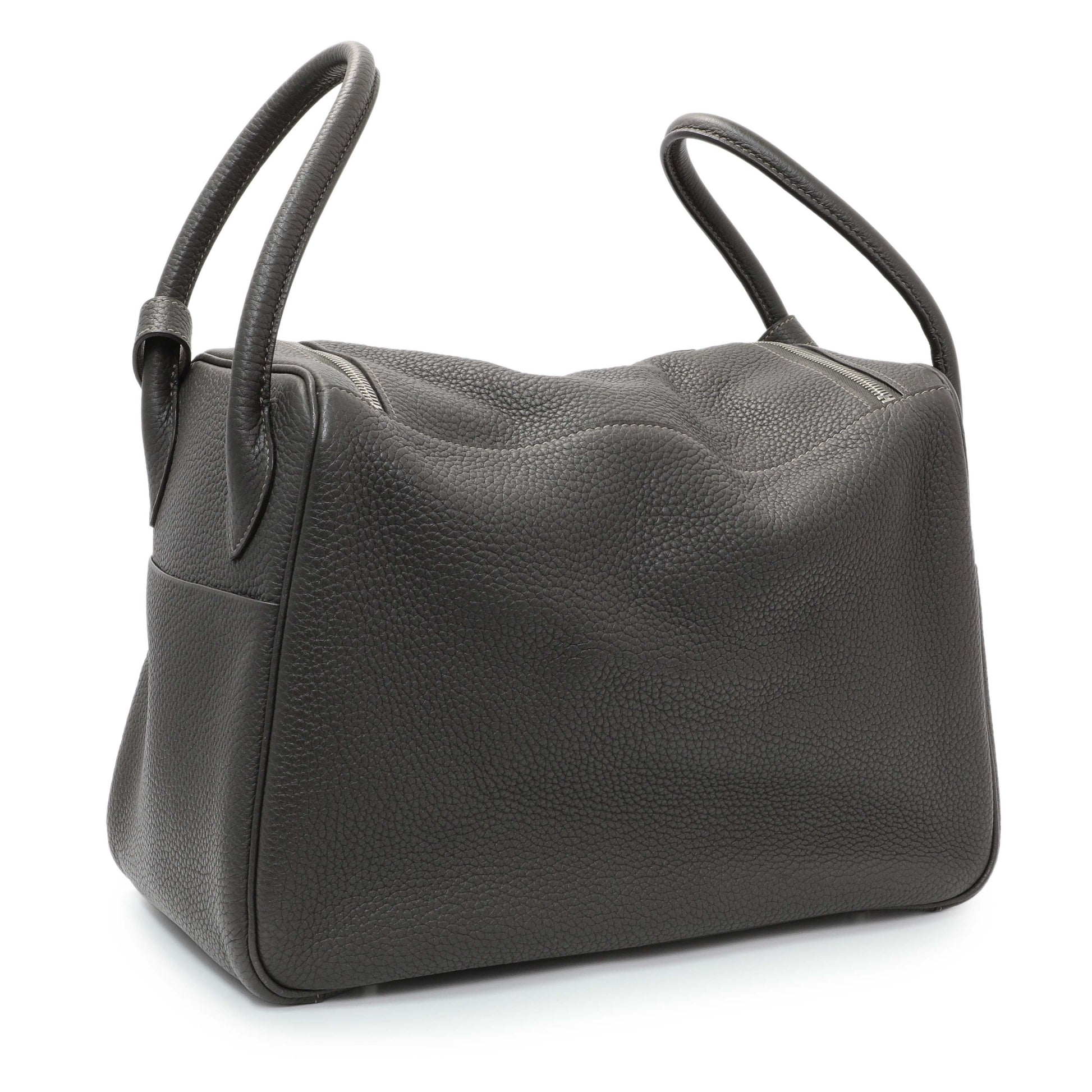 Exclusive Hermes Graphite Clemence Lindy 34 — Side View