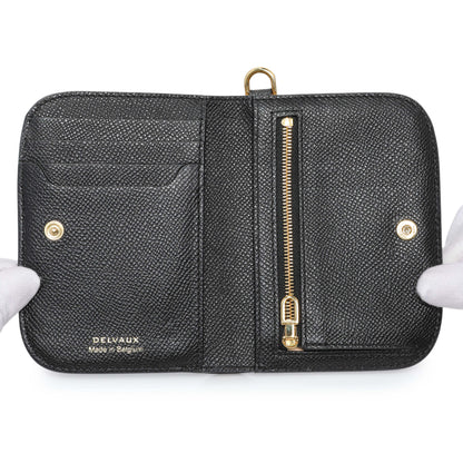 Exclusive Delvaux Black Calfskin Vagabond Compact Wallet — Top View