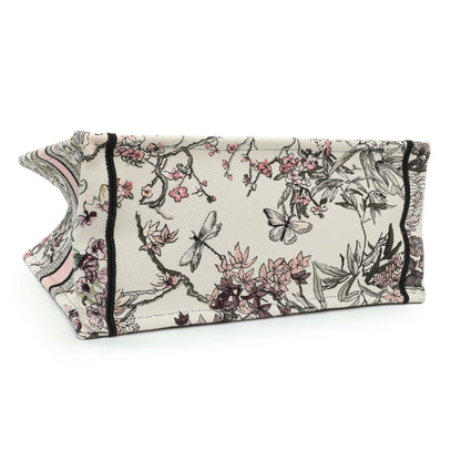 Exclusive Christian Dior Pink White Floral Embroidered Medium Book Tote — Back View