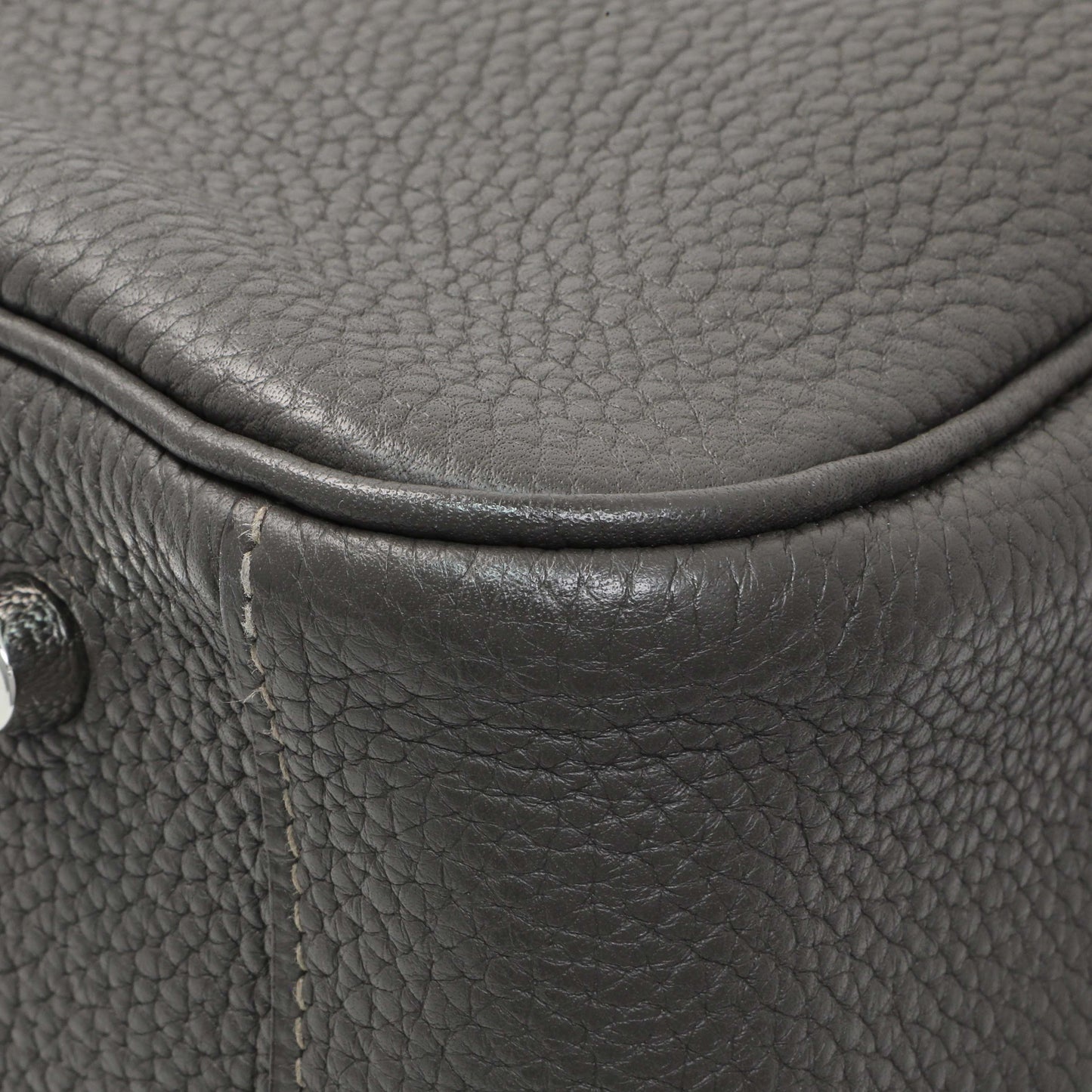 Exclusive Hermes Graphite Clemence Lindy 34 — Detail View