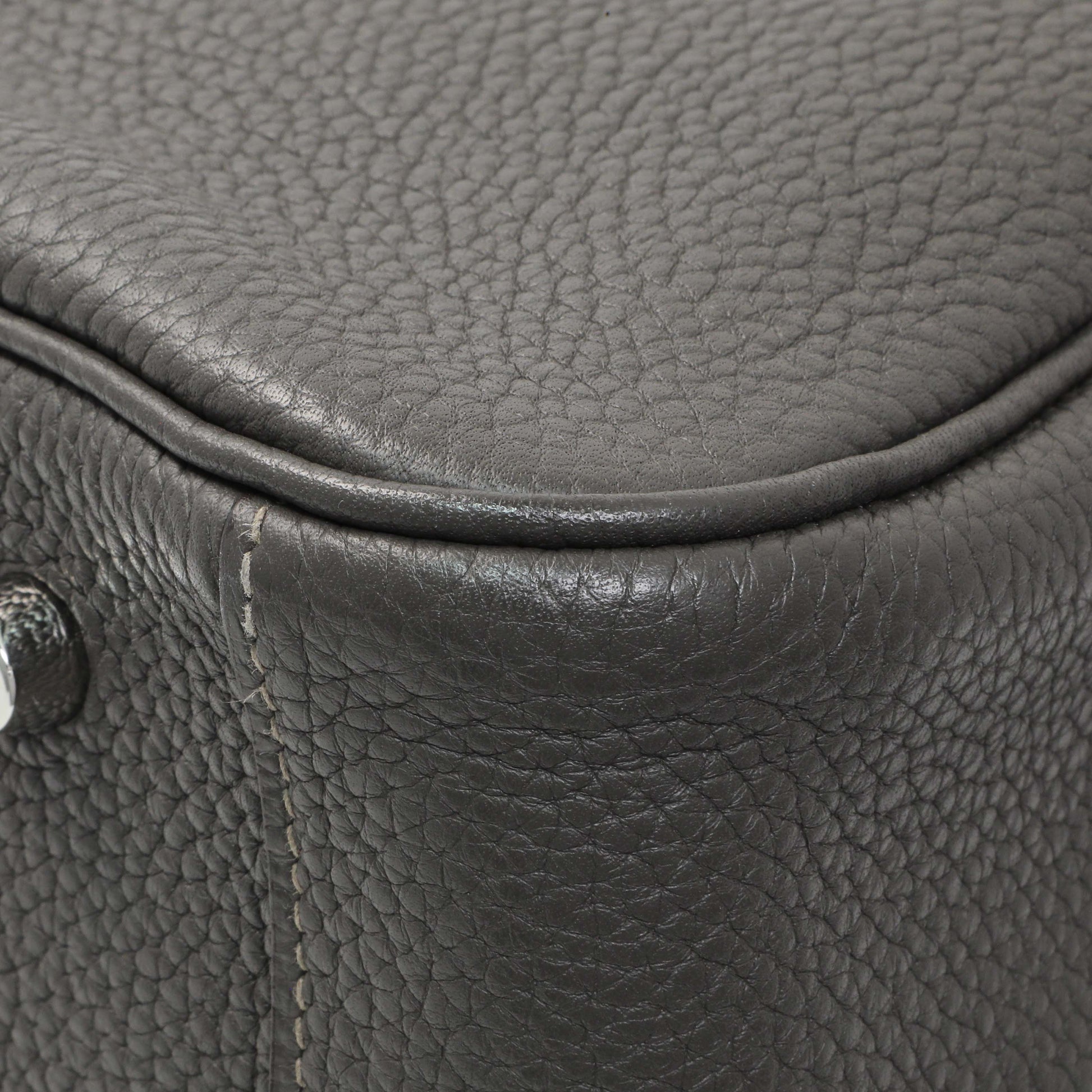 Exclusive Hermes Graphite Clemence Lindy 34 — Detail View