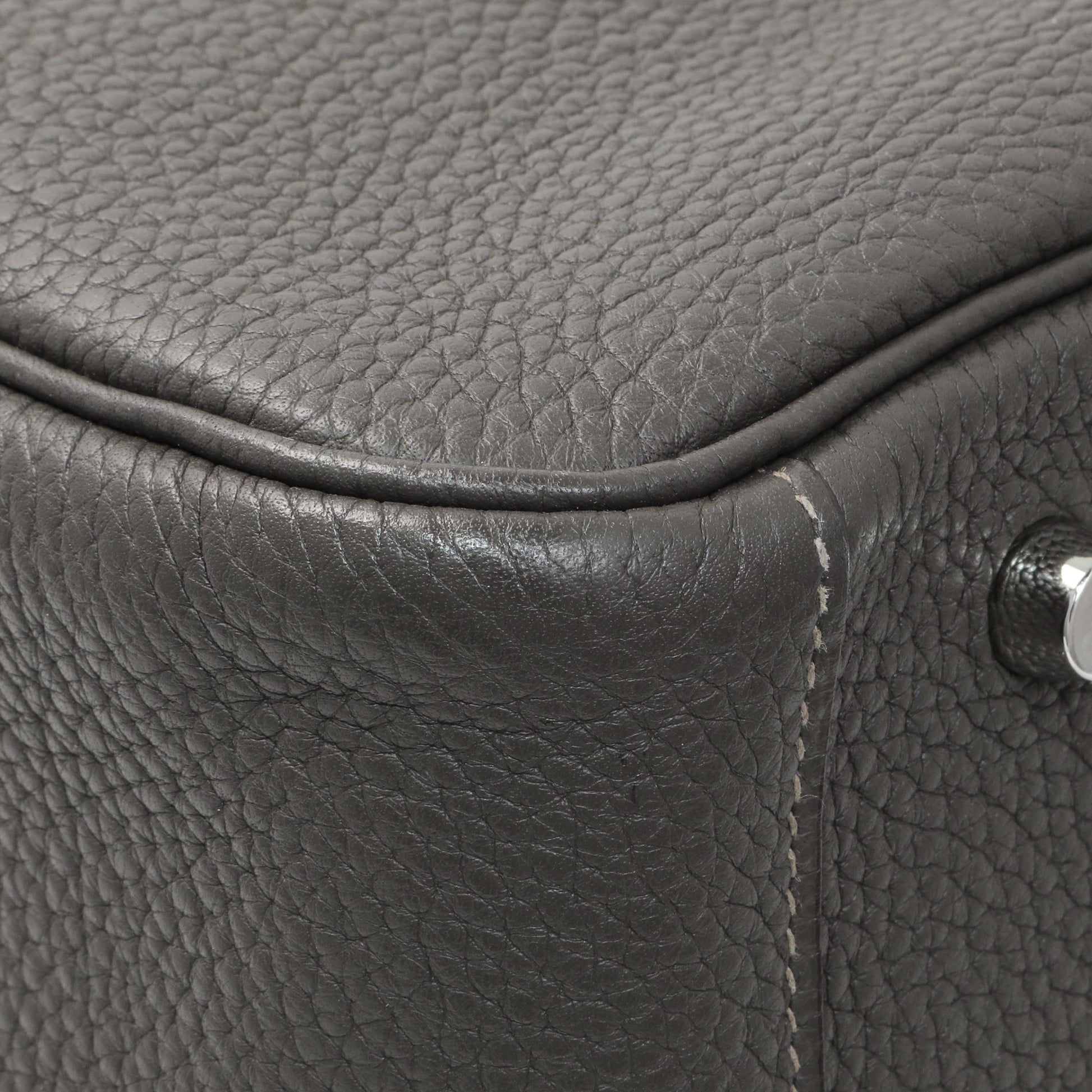 Exclusive Hermes Graphite Clemence Lindy 34 — Lifestyle View