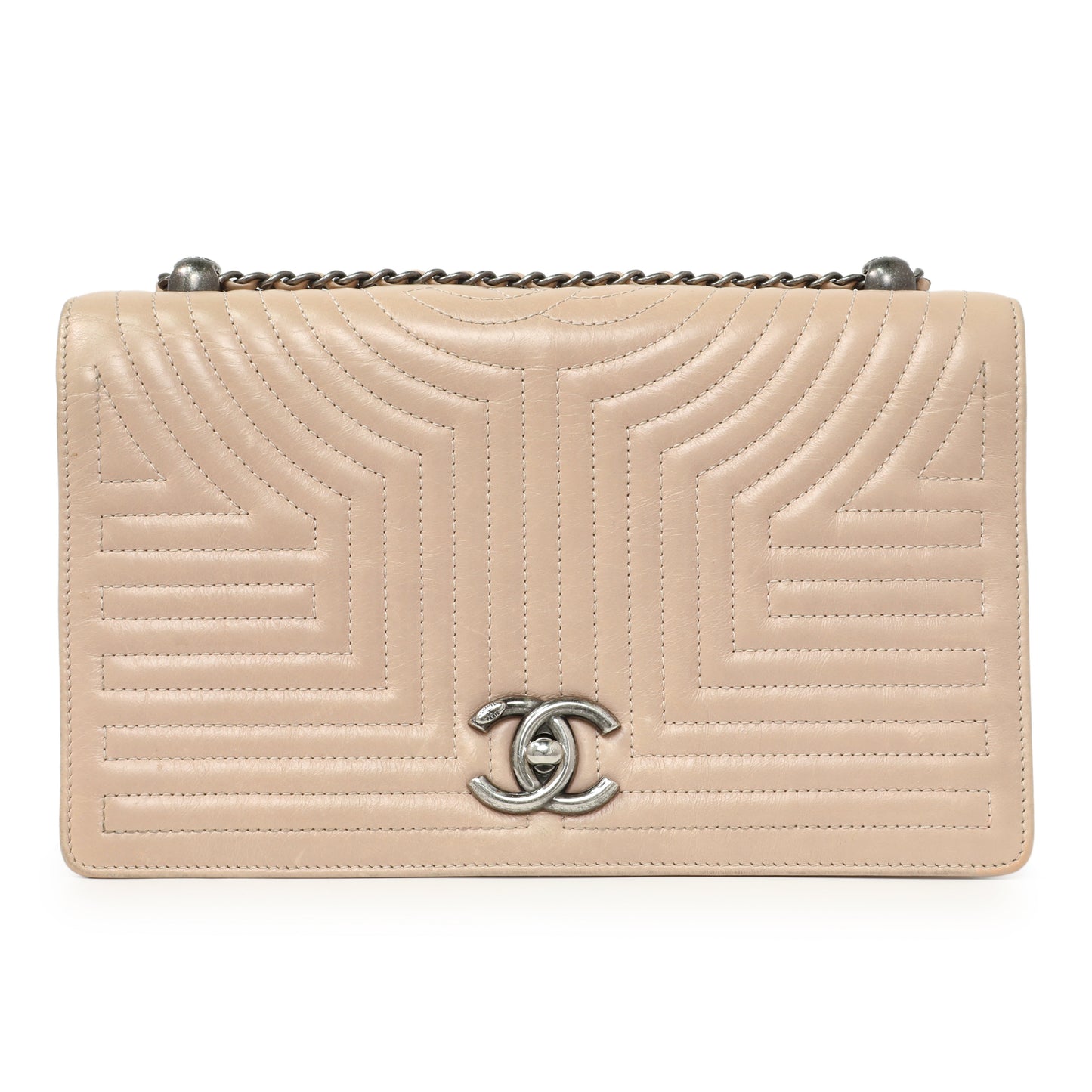 Exclusive Chanel Beige Quilted Calfskin Medium Korean Garden Flap — Side View