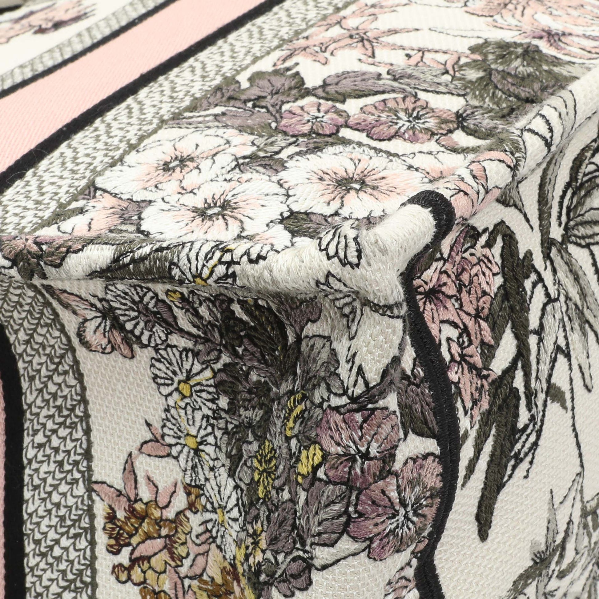 Exclusive Christian Dior Pink White Floral Embroidered Medium Book Tote — Lifestyle View
