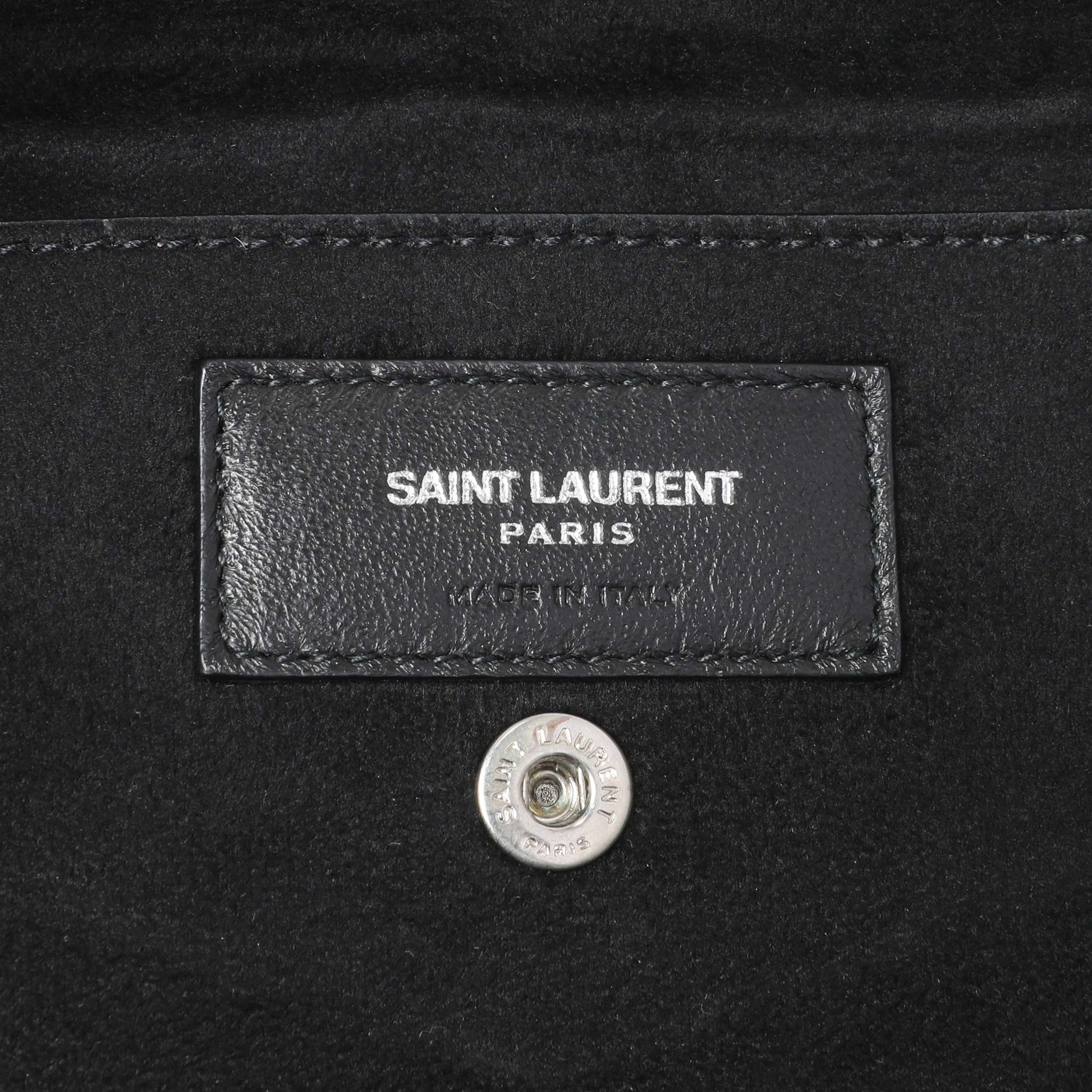 Exclusive Saint Laurent Black Lambskin Teddy Bucket Bag — Detail View