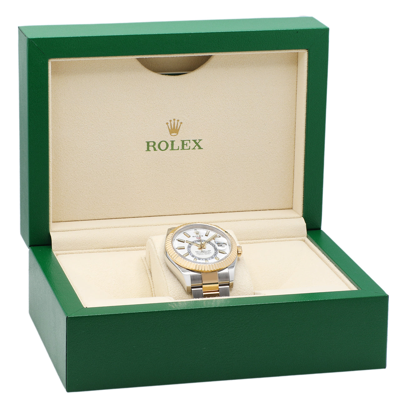 Exclusive Rolex 18K Yellow Gold Stainless Steel Sky-Dweller 326933 — Detail View