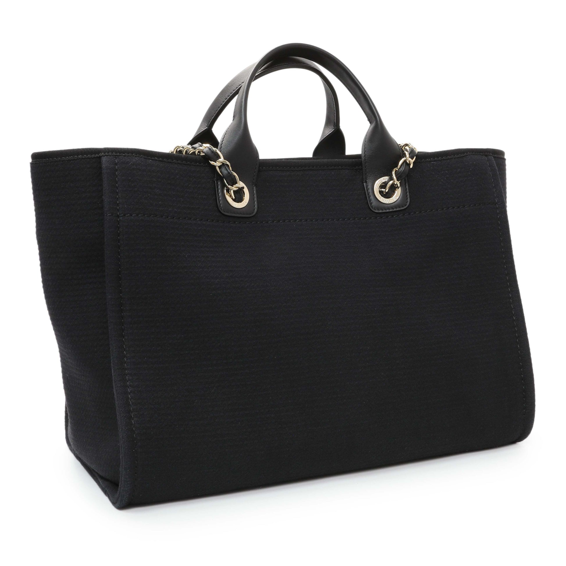 Exclusive Chanel Black Mixed Fibers Medium Deauville Tote — Side View