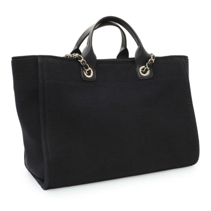 Exclusive Chanel Black Mixed Fibers Medium Deauville Tote — Side View