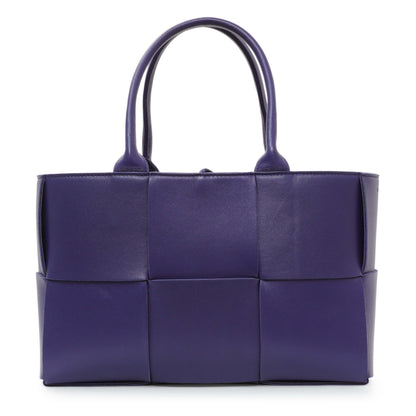 Exclusive Bottega Veneta Purple Calfskin Maxi Intrecciato Small Arco Tote — Front View