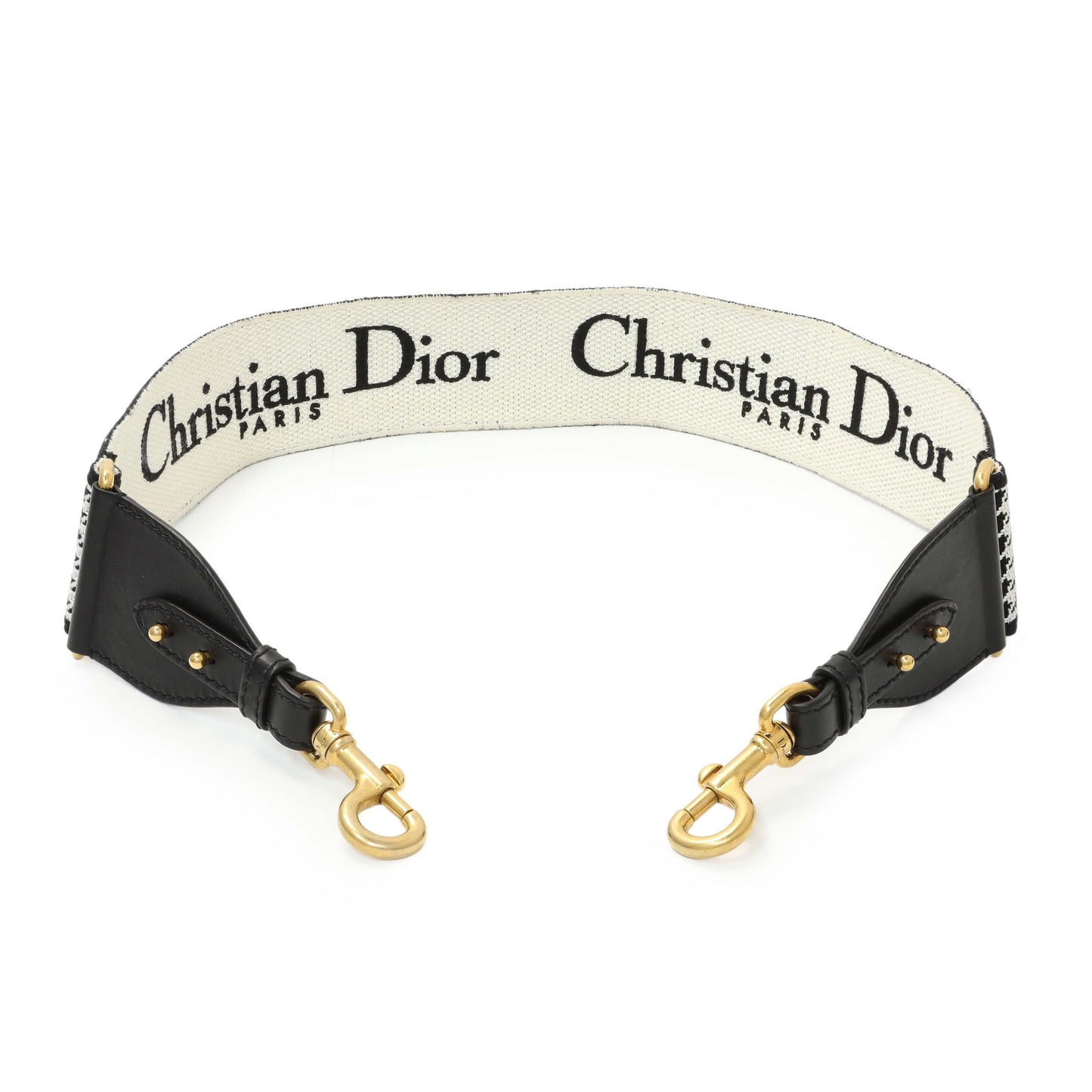 Exclusive Christian Dior Canvas Houndstooth Embroidered 30 Montaigne Shoulder Strap — Front View