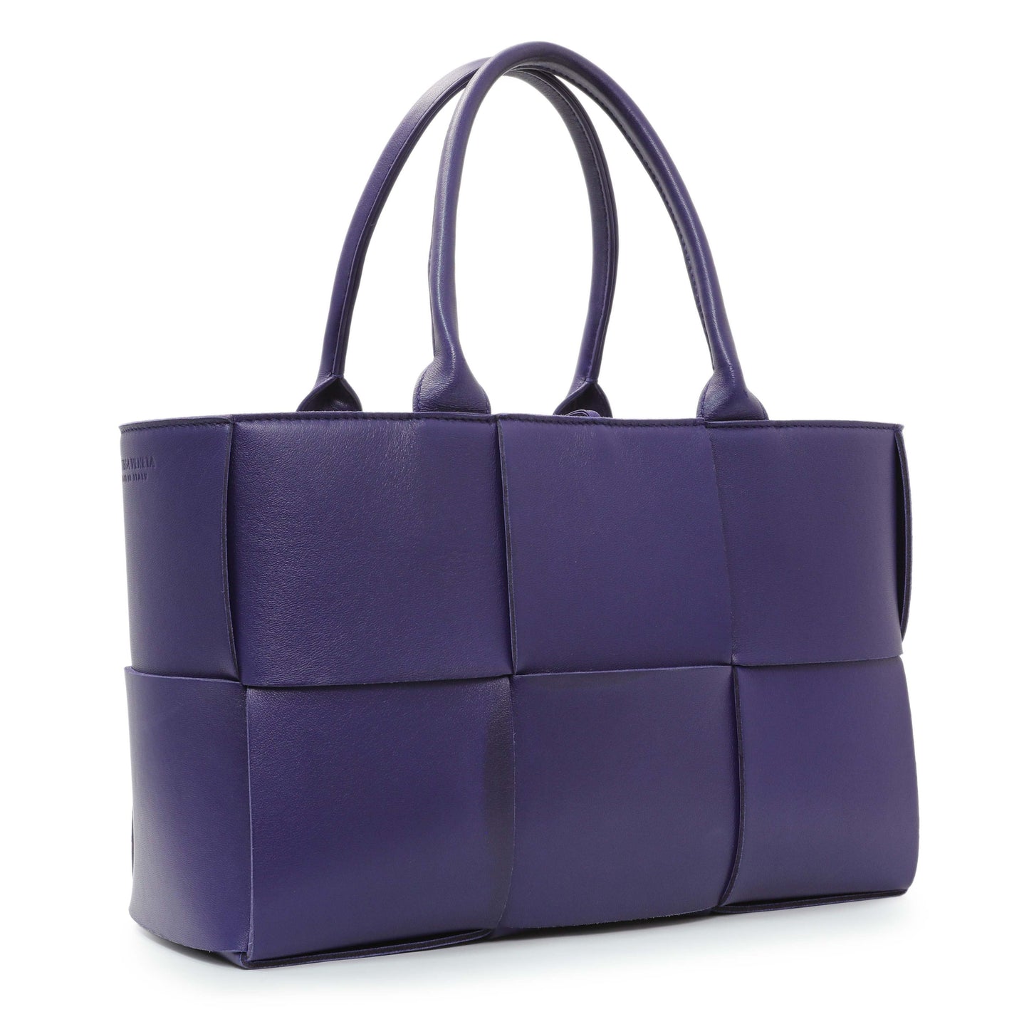 Exclusive Bottega Veneta Purple Calfskin Maxi Intrecciato Small Arco Tote — Side View
