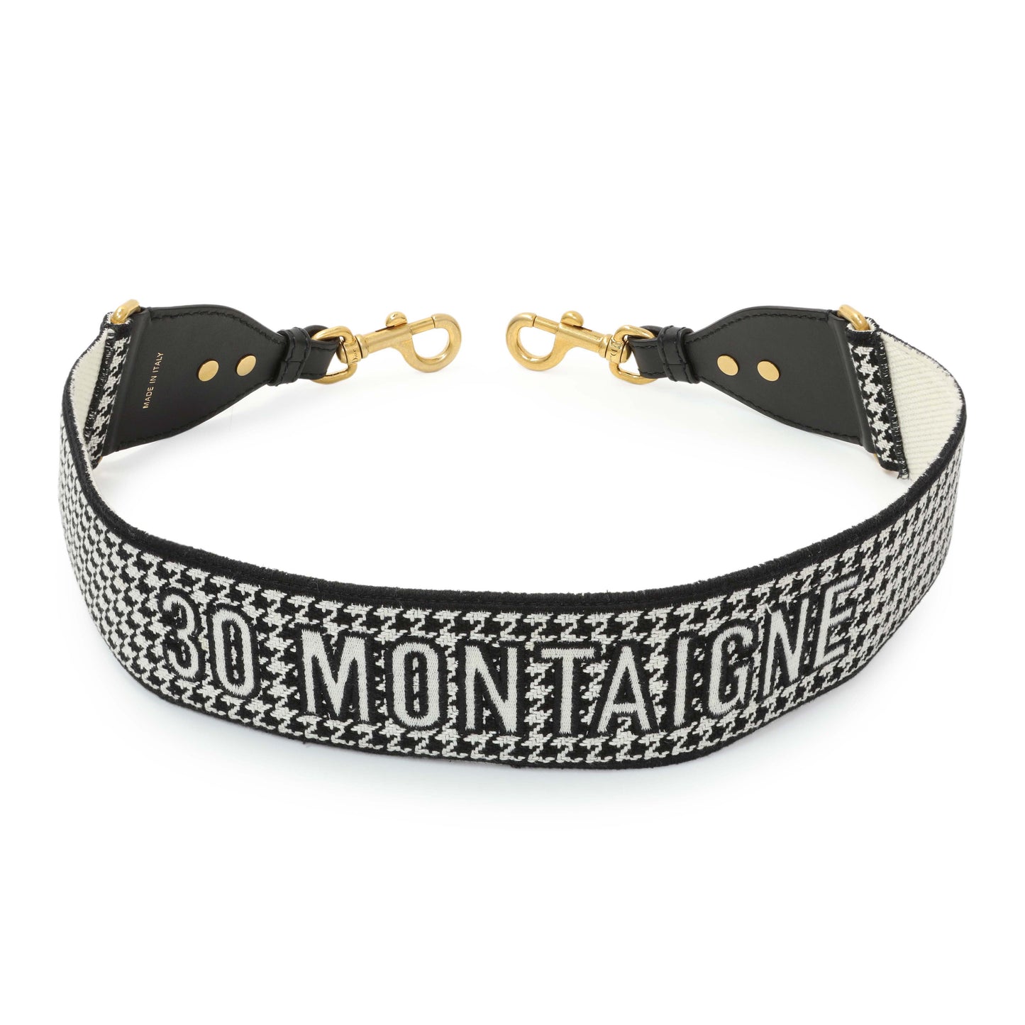 Exclusive Christian Dior Canvas Houndstooth Embroidered 30 Montaigne Shoulder Strap — Side View
