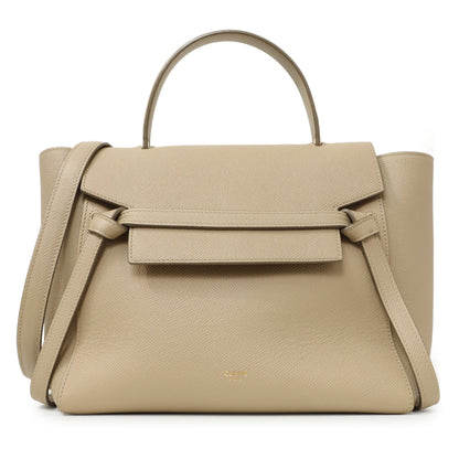 Exclusive Celine Light Taupe Grained Calfskin Micro Belt Bag — Front View