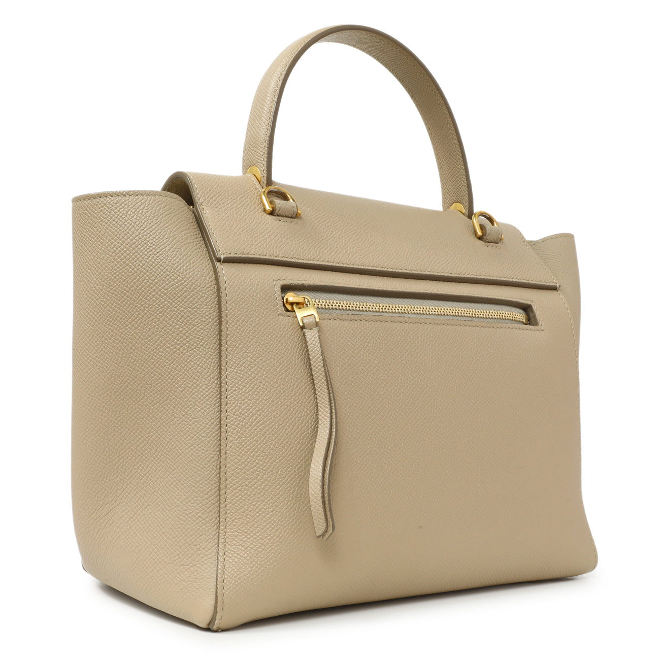 Exclusive Celine Light Taupe Grained Calfskin Micro Belt Bag — Side View