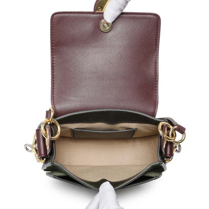 Exclusive Chloe Green Calfskin Little Horses Embroidered Small Tess Bag — Top View