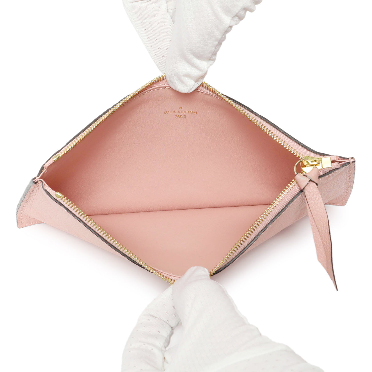 Exclusive Louis Vuitton Rose Poudre Empreinte Felicie Chain Wallet Zippered Insert — Top View