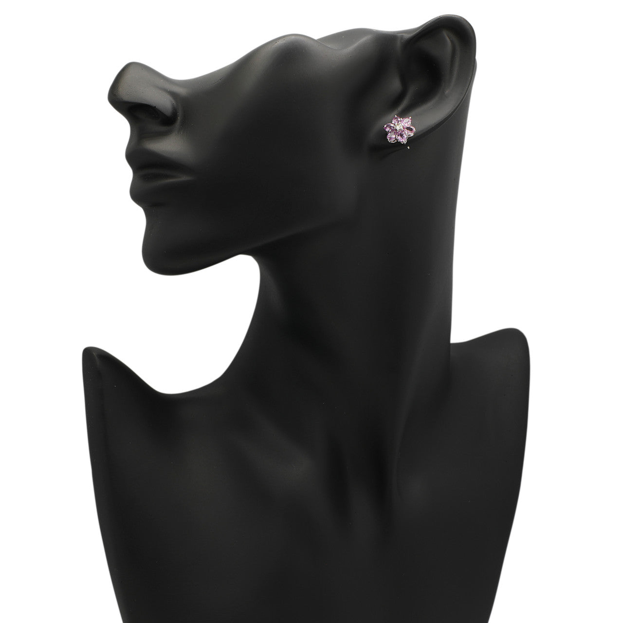 Exclusive 18K White Gold 3.12 Carat Pink Sapphire Diamond Earrings — Side View