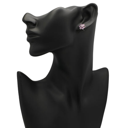 Exclusive 18K White Gold 3.12 Carat Pink Sapphire Diamond Earrings — Side View