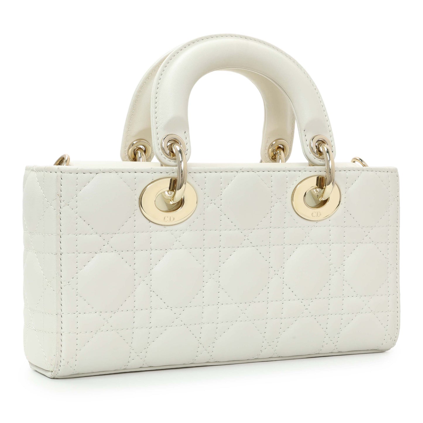 Exclusive Christian Dior Latte Cannage Small Lambskin Lady D-Joy — Side View