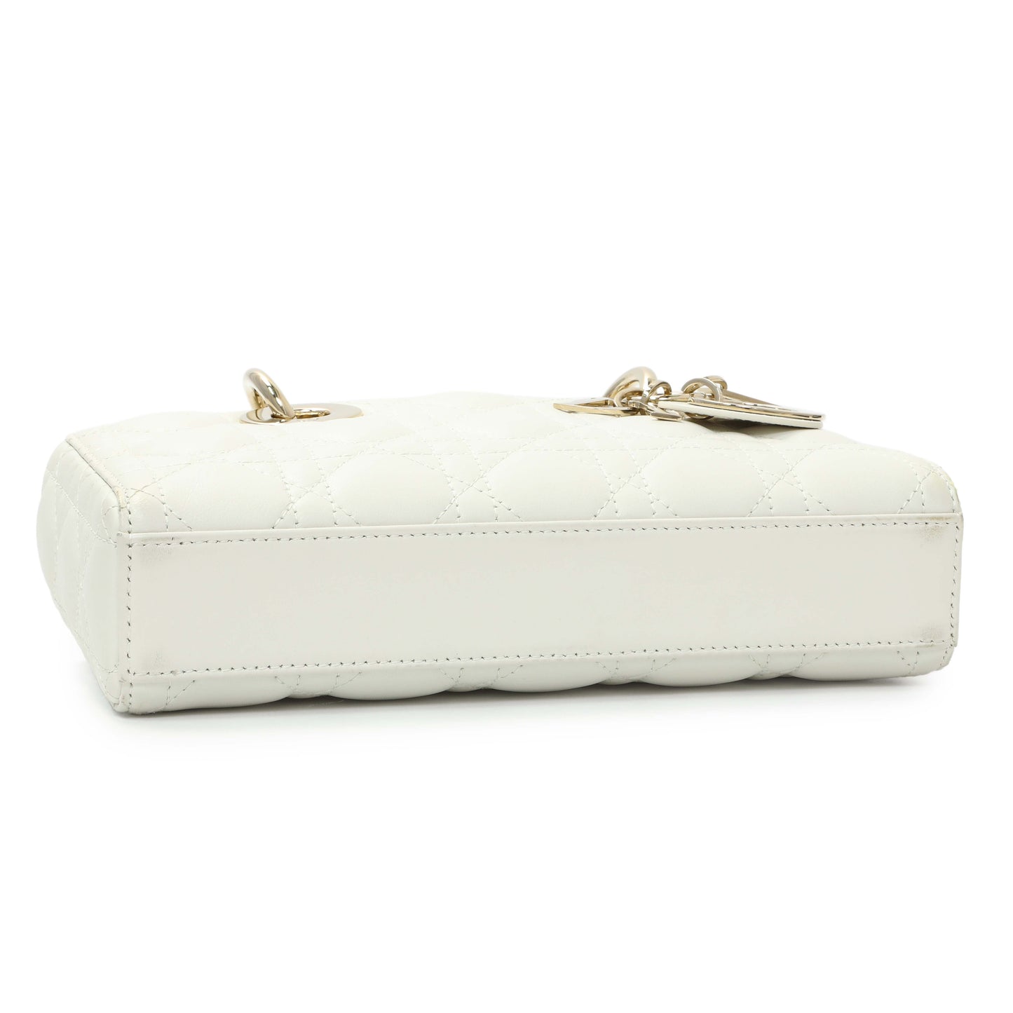 Exclusive Christian Dior Latte Cannage Small Lambskin Lady D-Joy — Back View