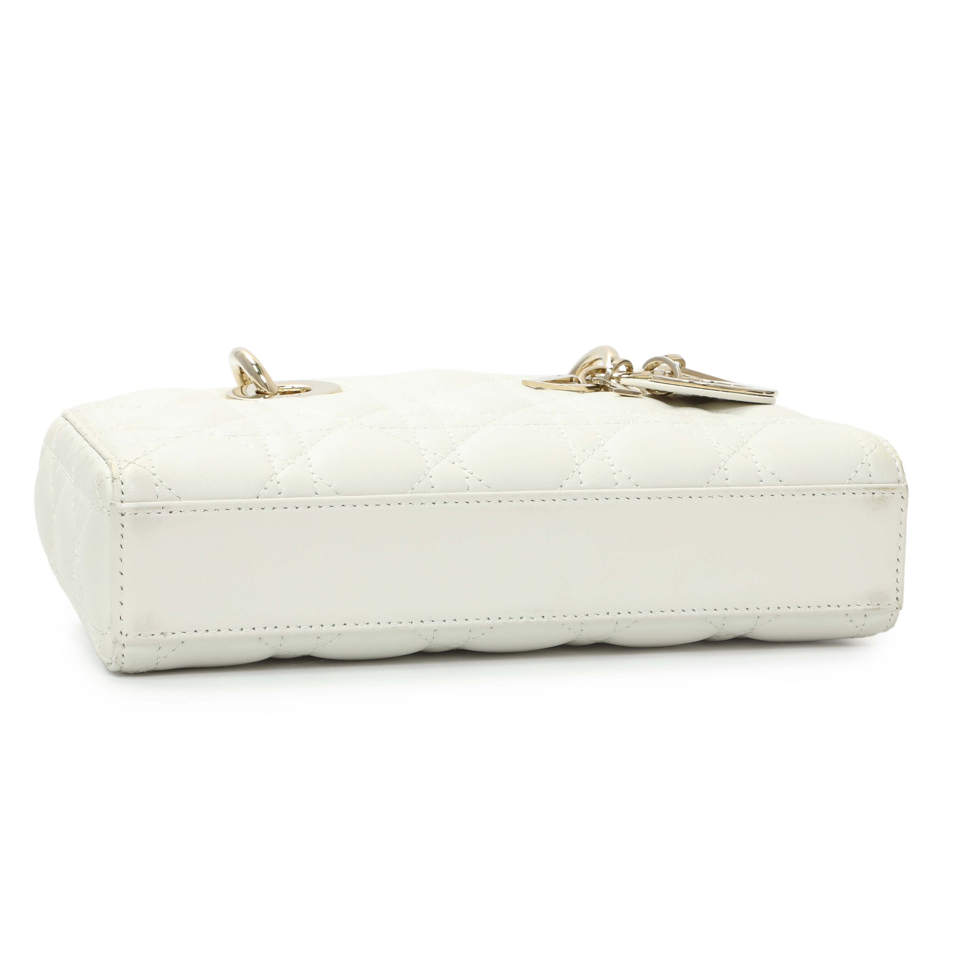 Exclusive Christian Dior Latte Cannage Small Lambskin Lady D-Joy — Back View