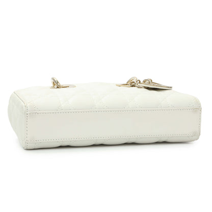 Exclusive Christian Dior Latte Cannage Small Lambskin Lady D-Joy — Back View