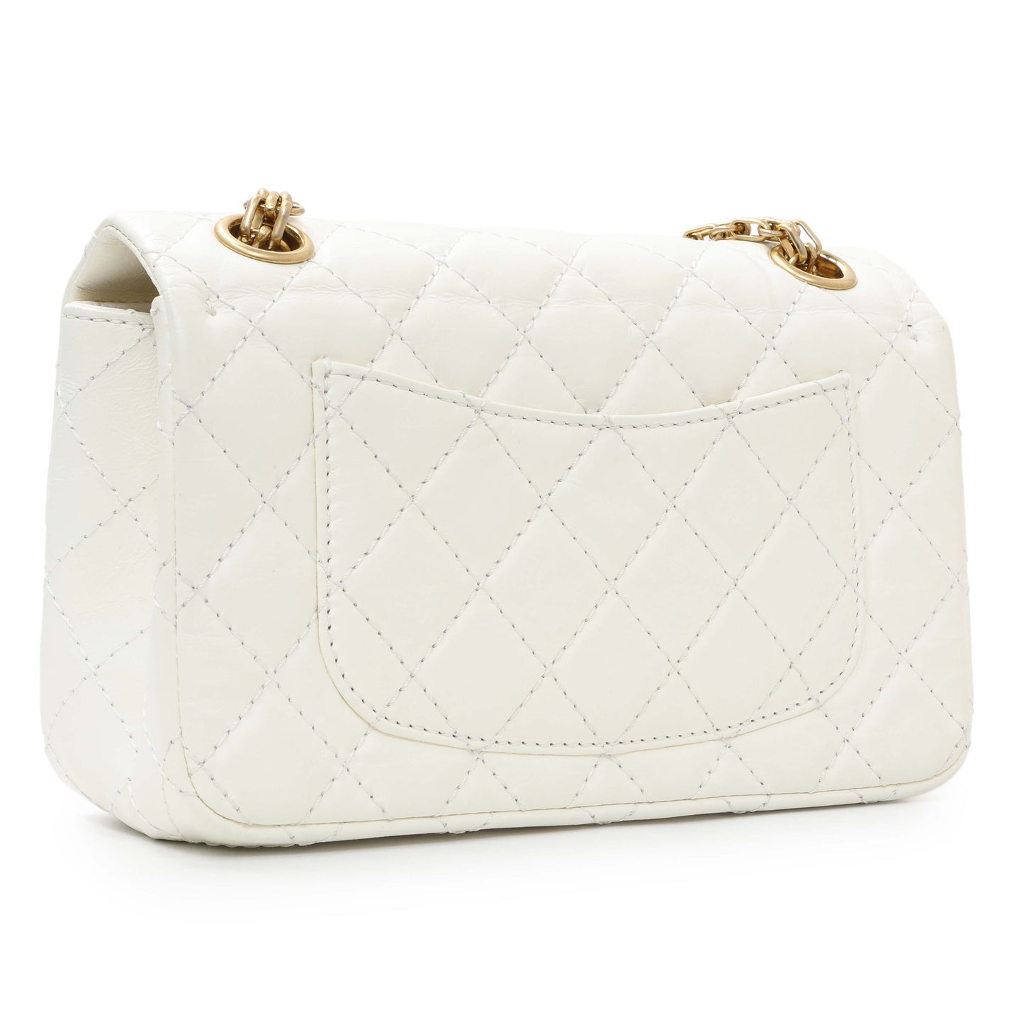 Exclusive Chanel White Quilted Aged Calfskin 2.55 Reissue Flap 224 — Side View