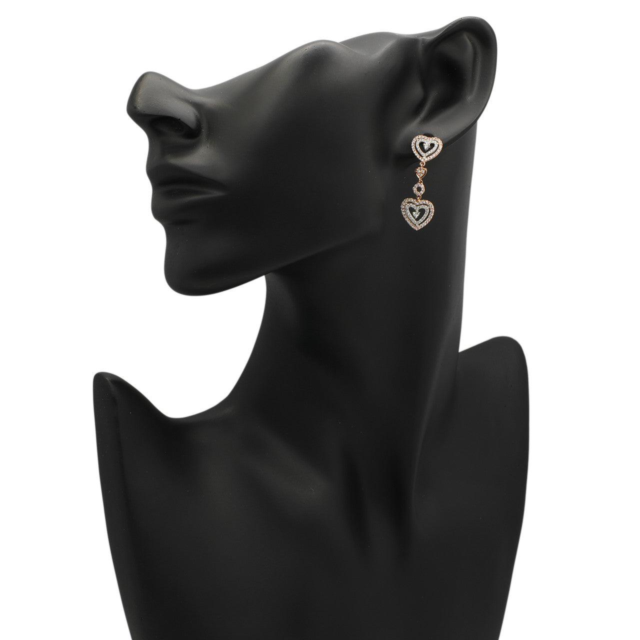 Exclusive 18K Rose Gold 1.15 Carat Diamond Heart Drop Earrings — Back View