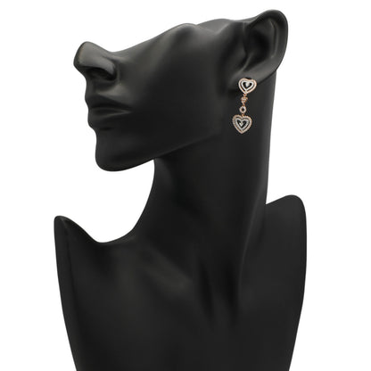 Exclusive 18K Rose Gold 1.15 Carat Diamond Heart Drop Earrings — Back View