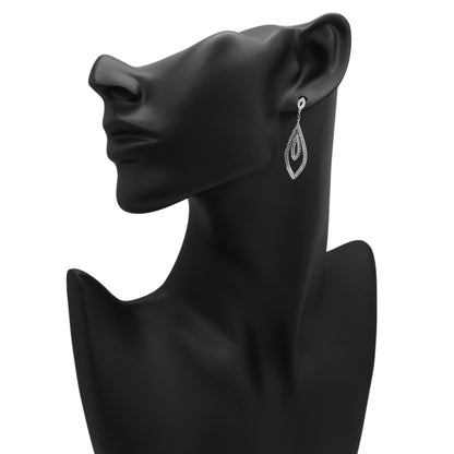 Exclusive 18K White Gold 0.70 Carat Diamond Drop Earrings — Back View