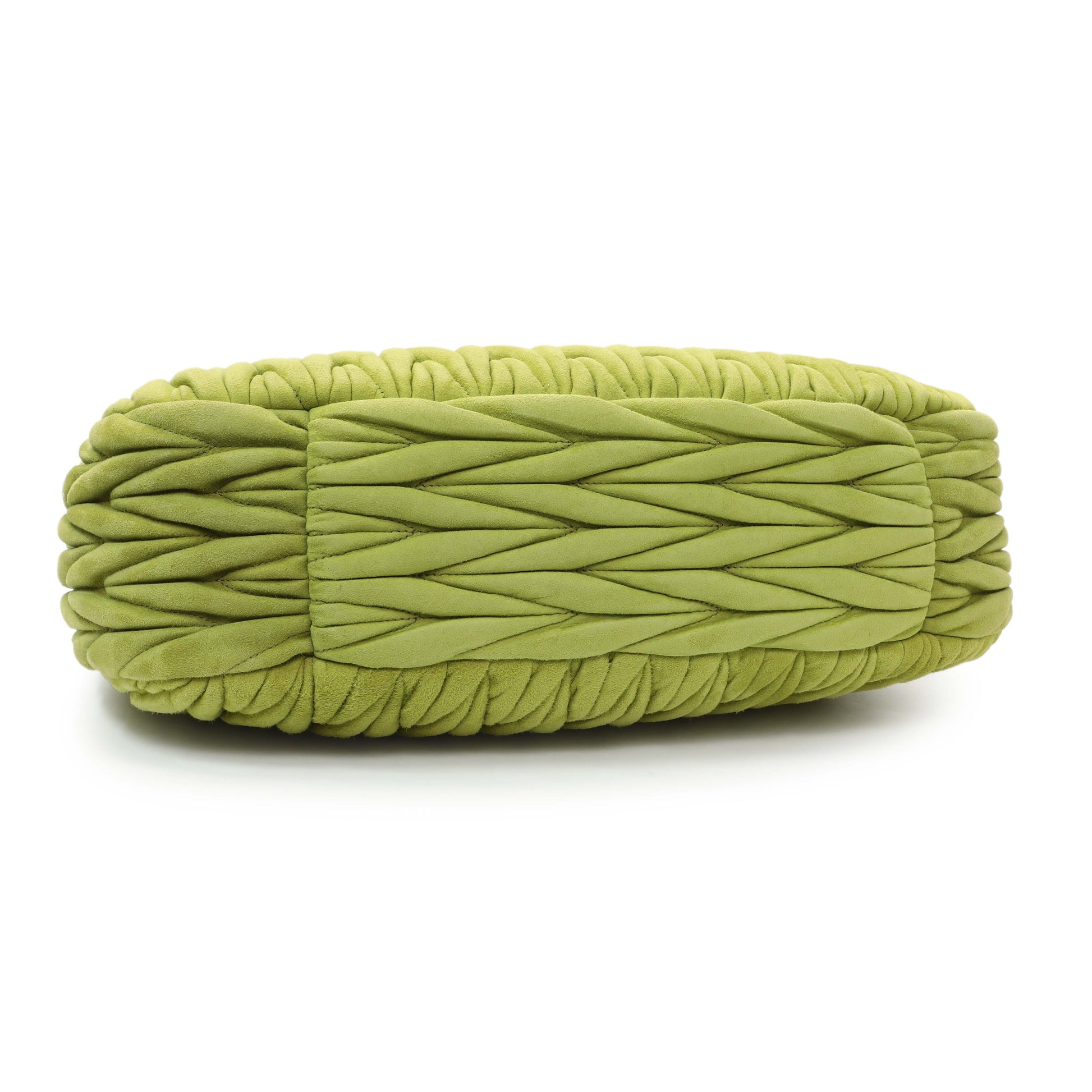 Exclusive MiuMiu Green Matelasse Suede Wander Shoulder Bag — Back View