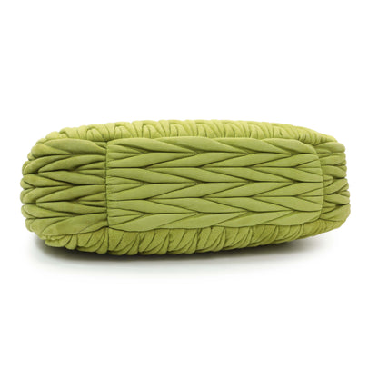 Exclusive MiuMiu Green Matelasse Suede Wander Shoulder Bag — Back View
