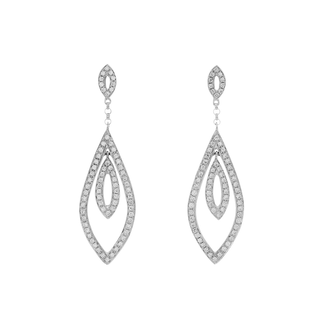 Exclusive 18K White Gold 0.70 Carat Diamond Drop Earrings — Front View