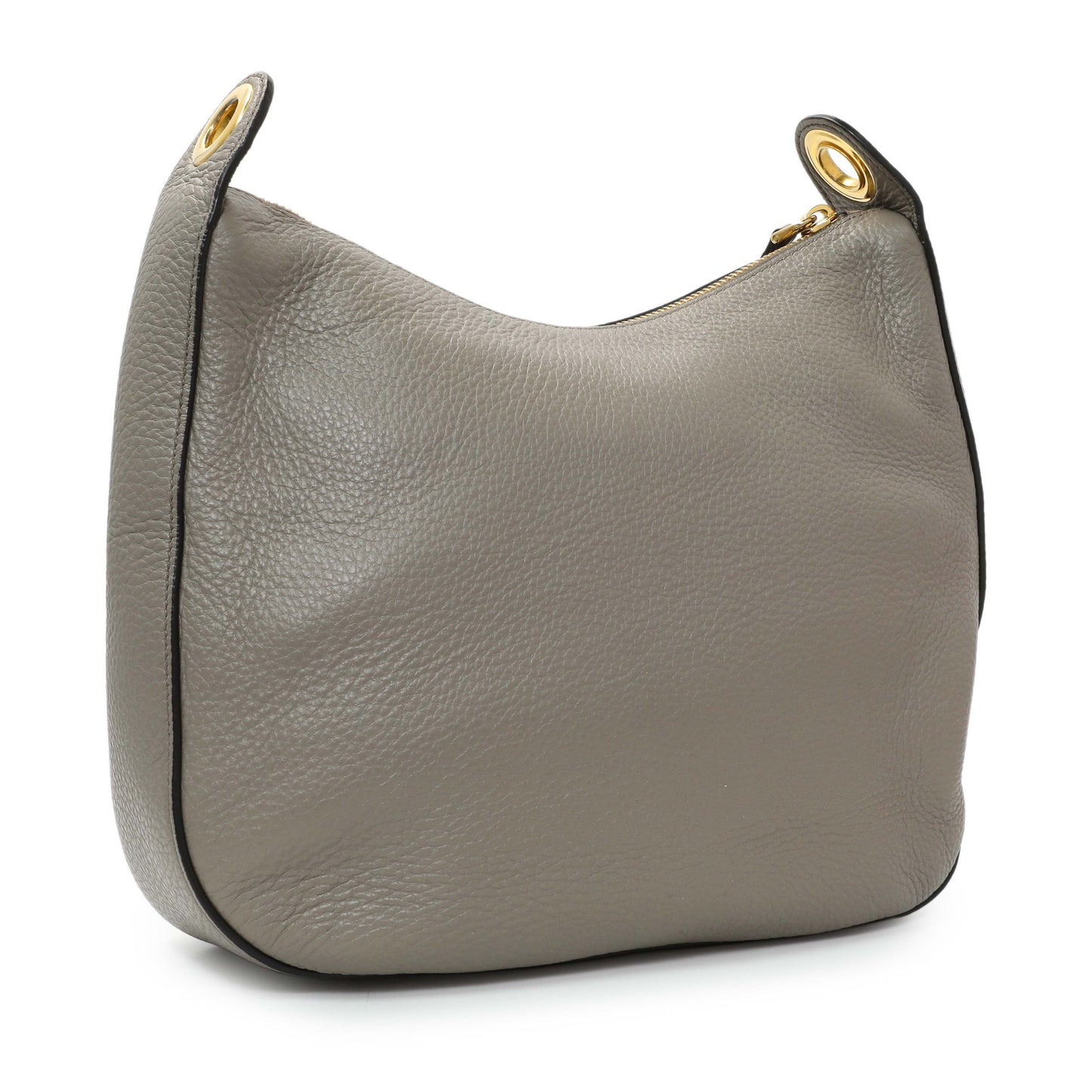 Exclusive Prada Grey Vitello Phenix Zippered Messenger Hobo — Side View