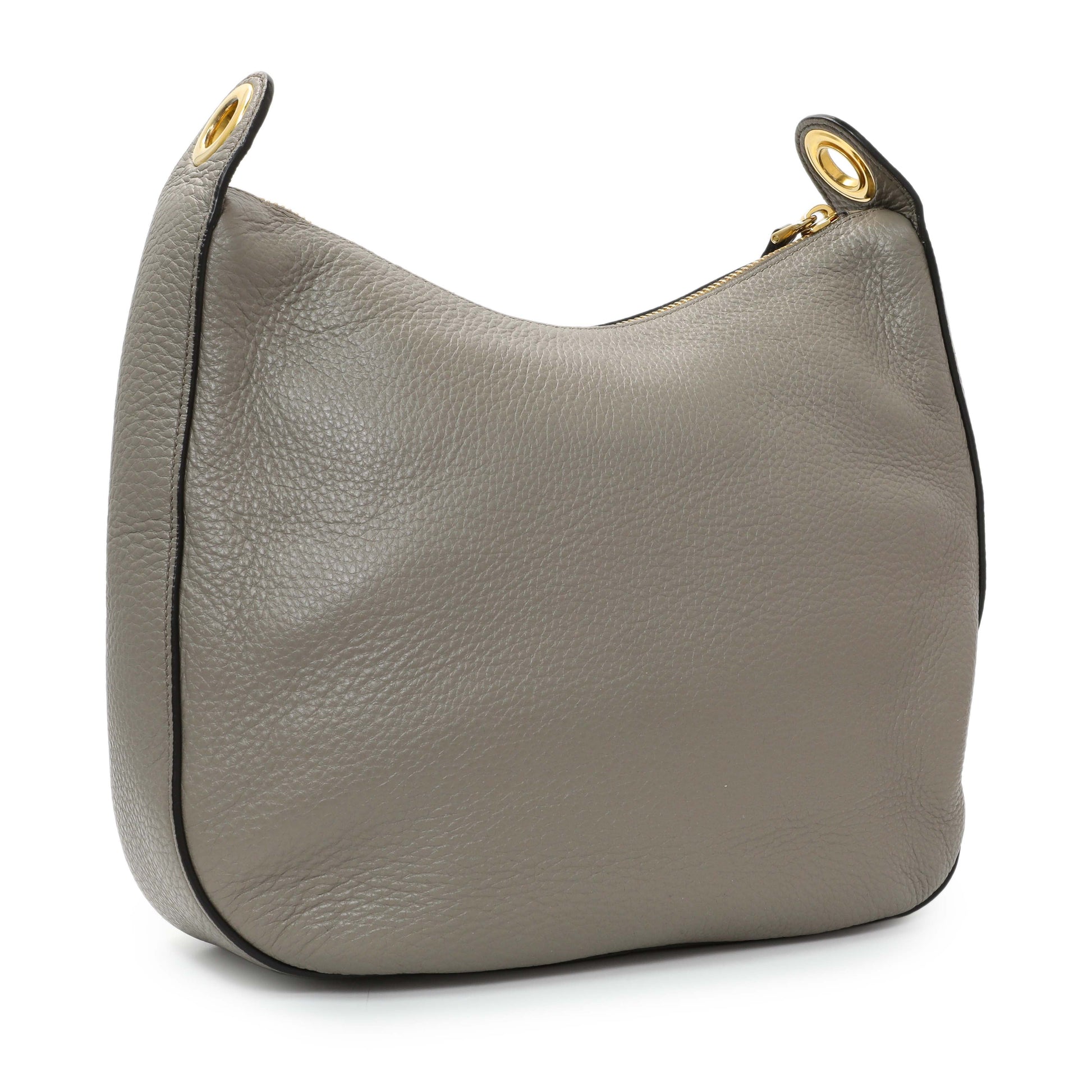 Exclusive Prada Grey Vitello Phenix Zippered Messenger Hobo — Side View