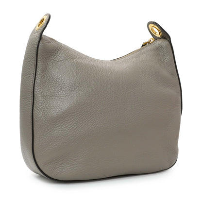 Exclusive Prada Grey Vitello Phenix Zippered Messenger Hobo — Side View