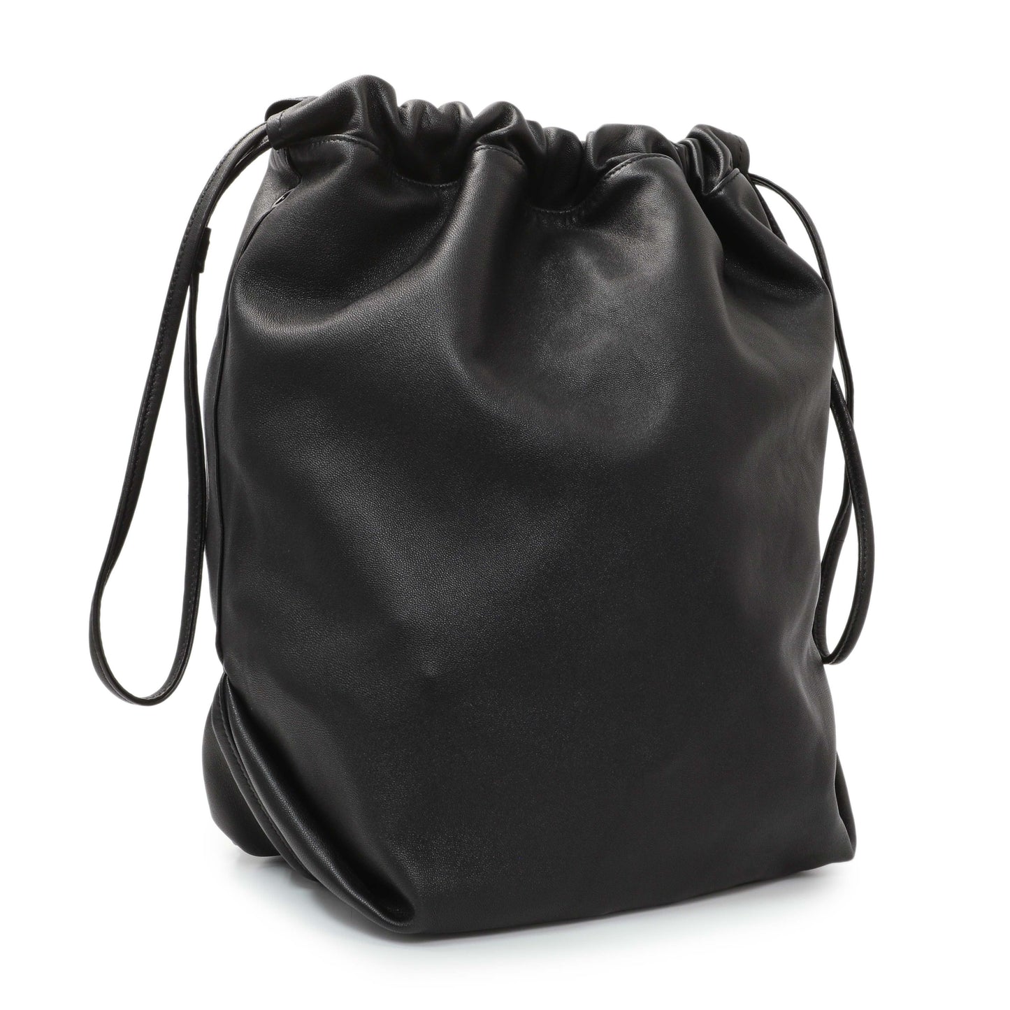Exclusive Saint Laurent Black Lambskin Teddy Bucket Bag — Side View