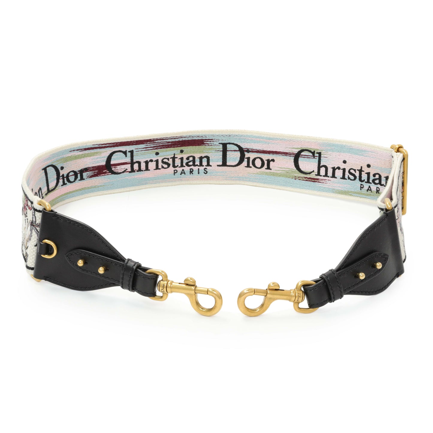 Exclusive Christian Dior Floral Embroidered Adjustable Shoulder Strap — Front View