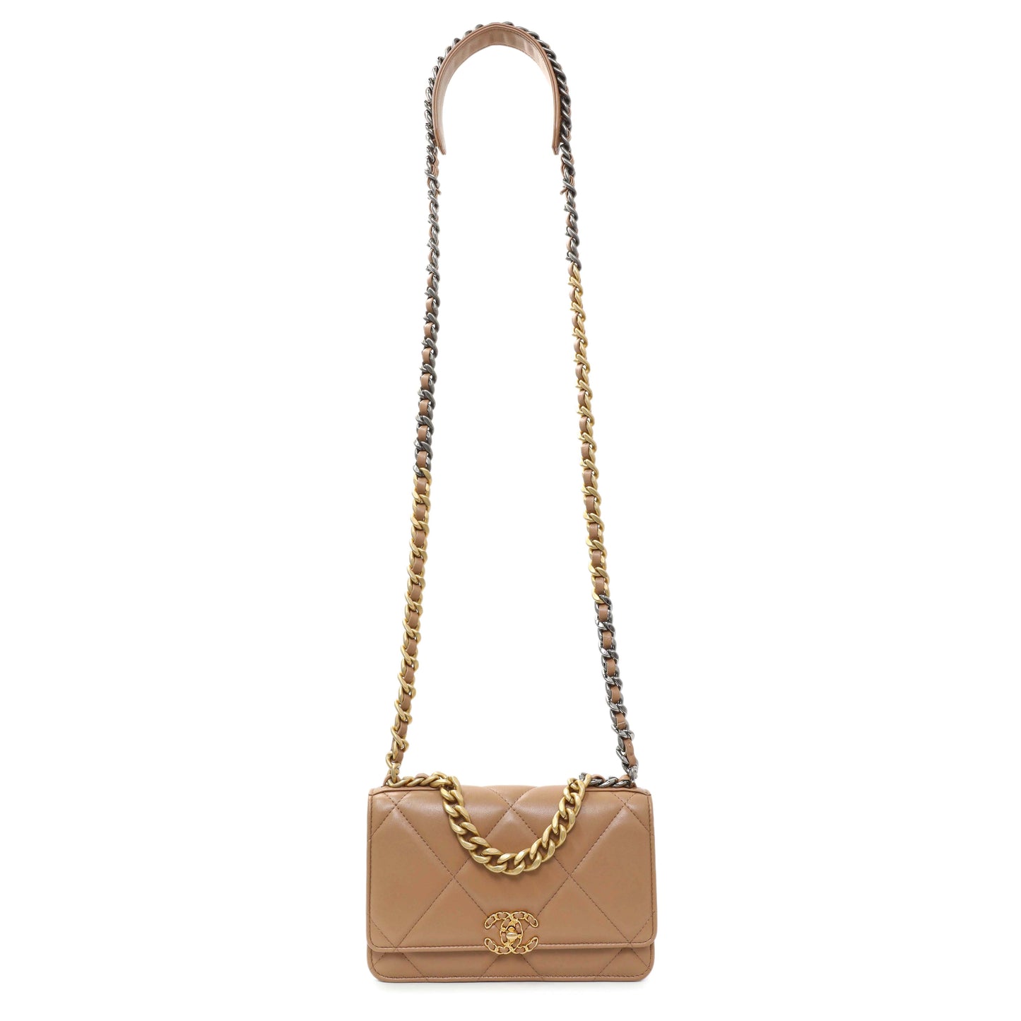 Exclusive Chanel Caramel 19 Wallet on Chain — Front View