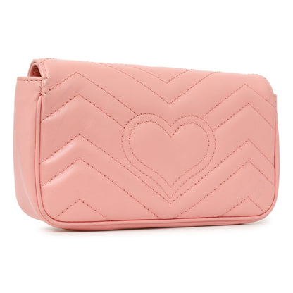 Exclusive Gucci Pink Calfskin Matelasse Super Mini GG Marmont — Side View