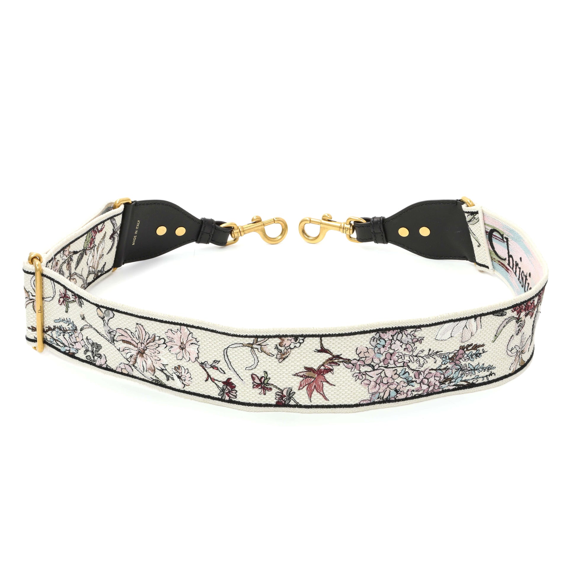 Exclusive Christian Dior Floral Embroidered Adjustable Shoulder Strap — Side View