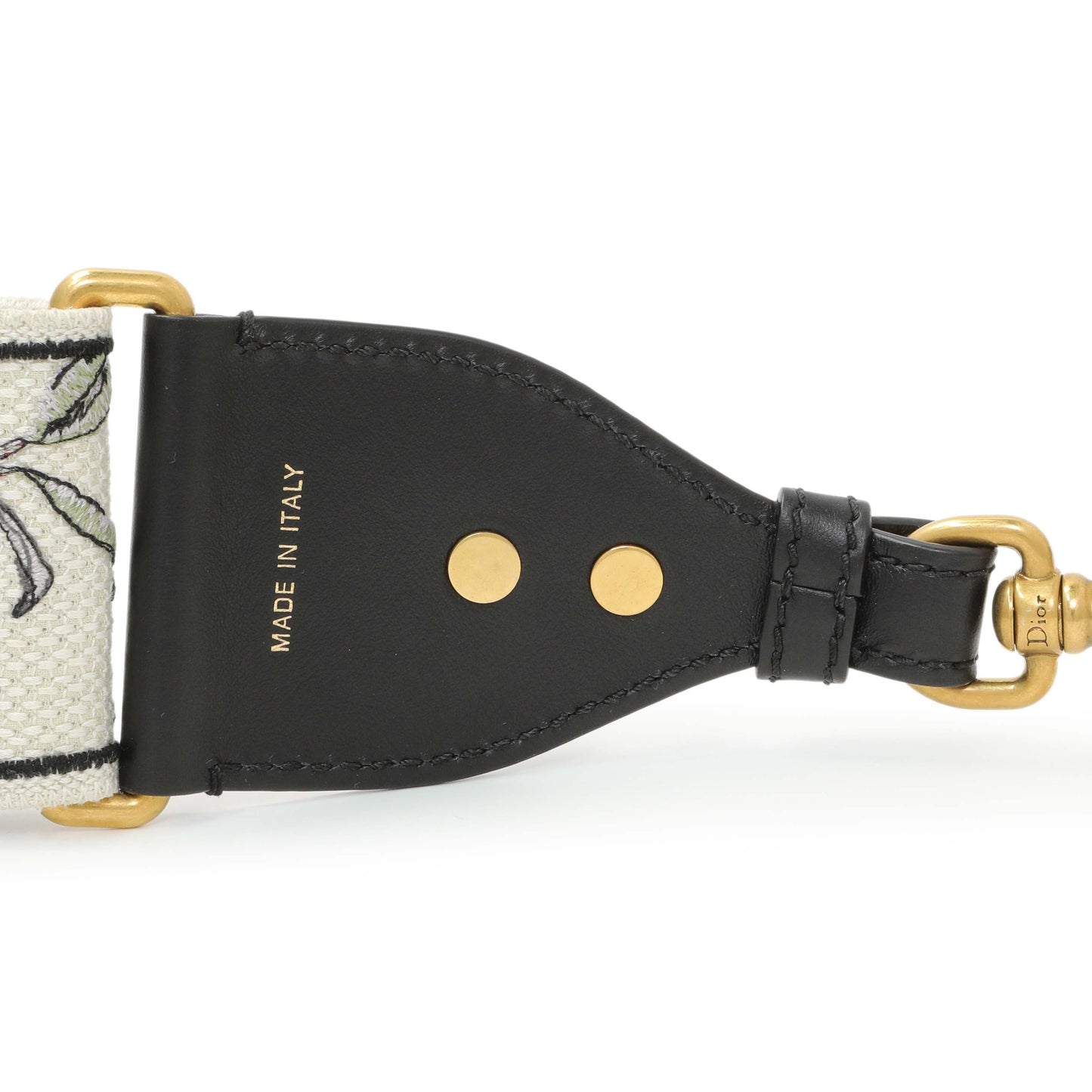 Exclusive Christian Dior Floral Embroidered Adjustable Shoulder Strap — Back View