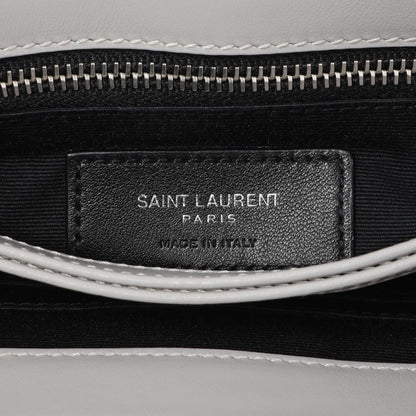Exclusive Saint Laurent Grey Calfskin Monogram Toy Loulou Crossbody — Detail View