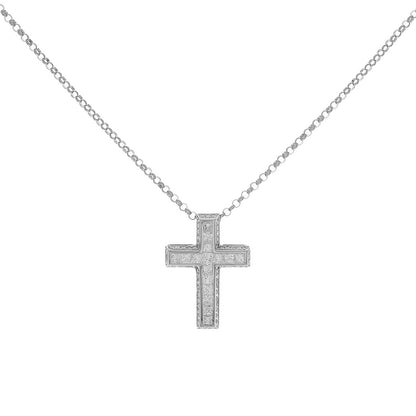 Exclusive 18K White Gold 2.22 Carat Diamond Cross Pendant — Front View