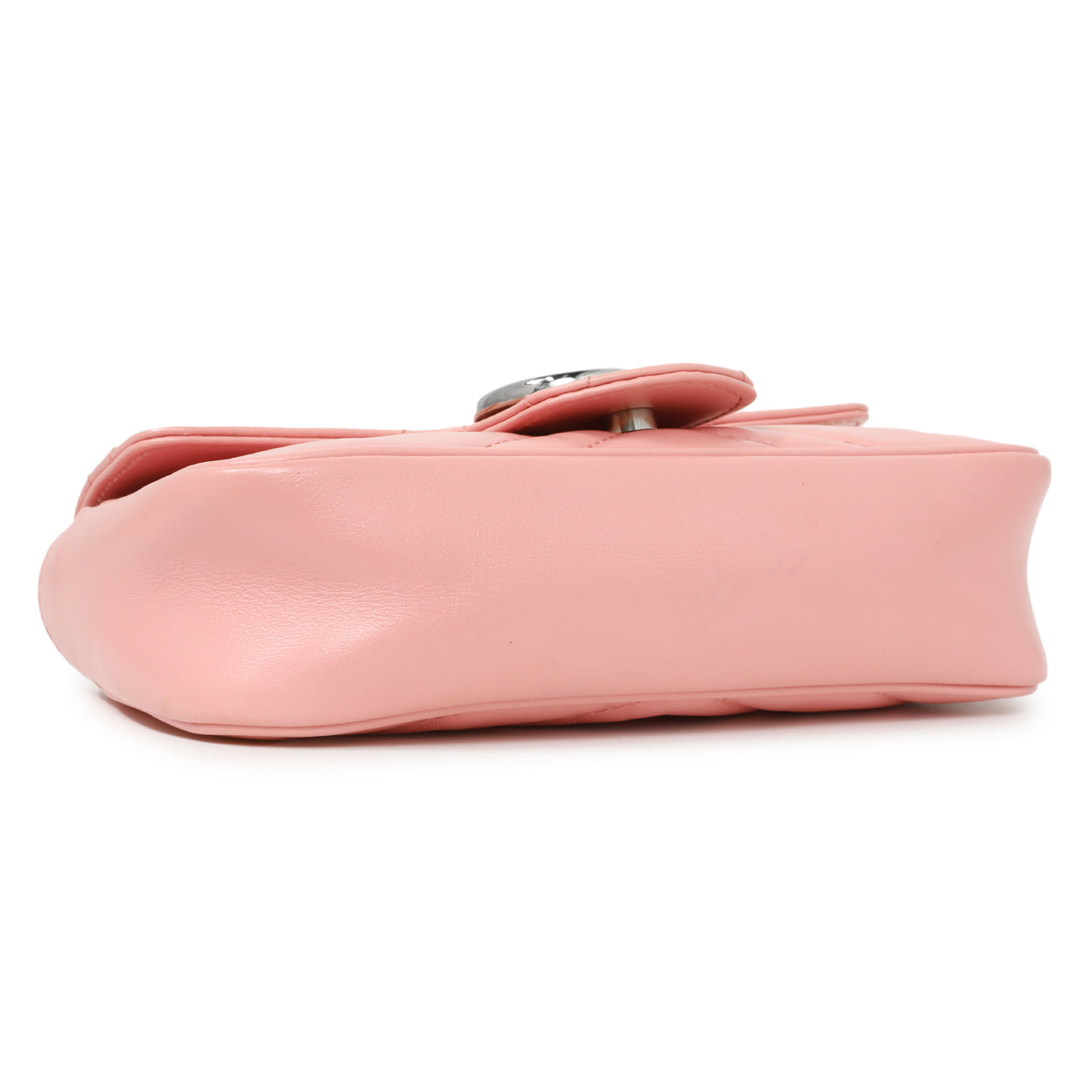 Exclusive Gucci Pink Calfskin Matelasse Super Mini GG Marmont — Back View