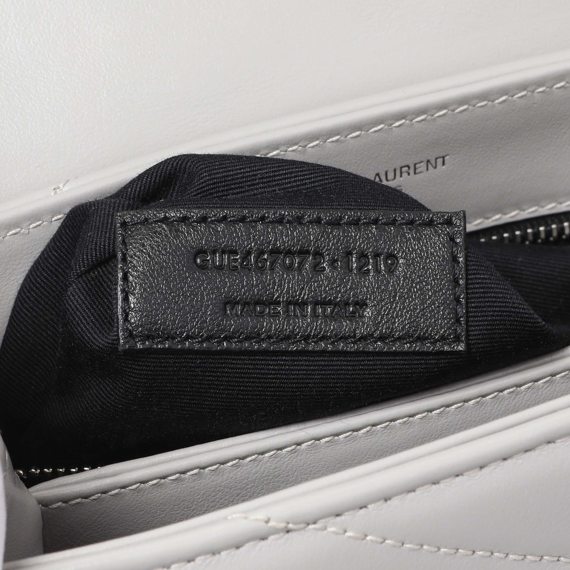 Exclusive Saint Laurent Grey Calfskin Monogram Toy Loulou Crossbody — Lifestyle View