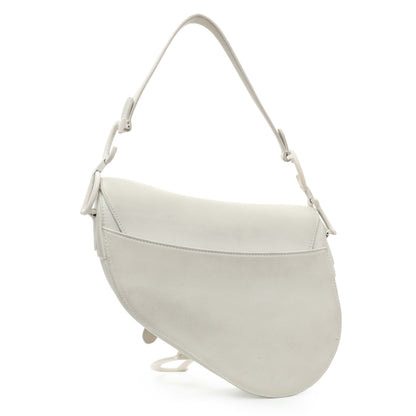 Exclusive Christian Dior White Ultra Matte Calfskin Saddle Bag — Side View