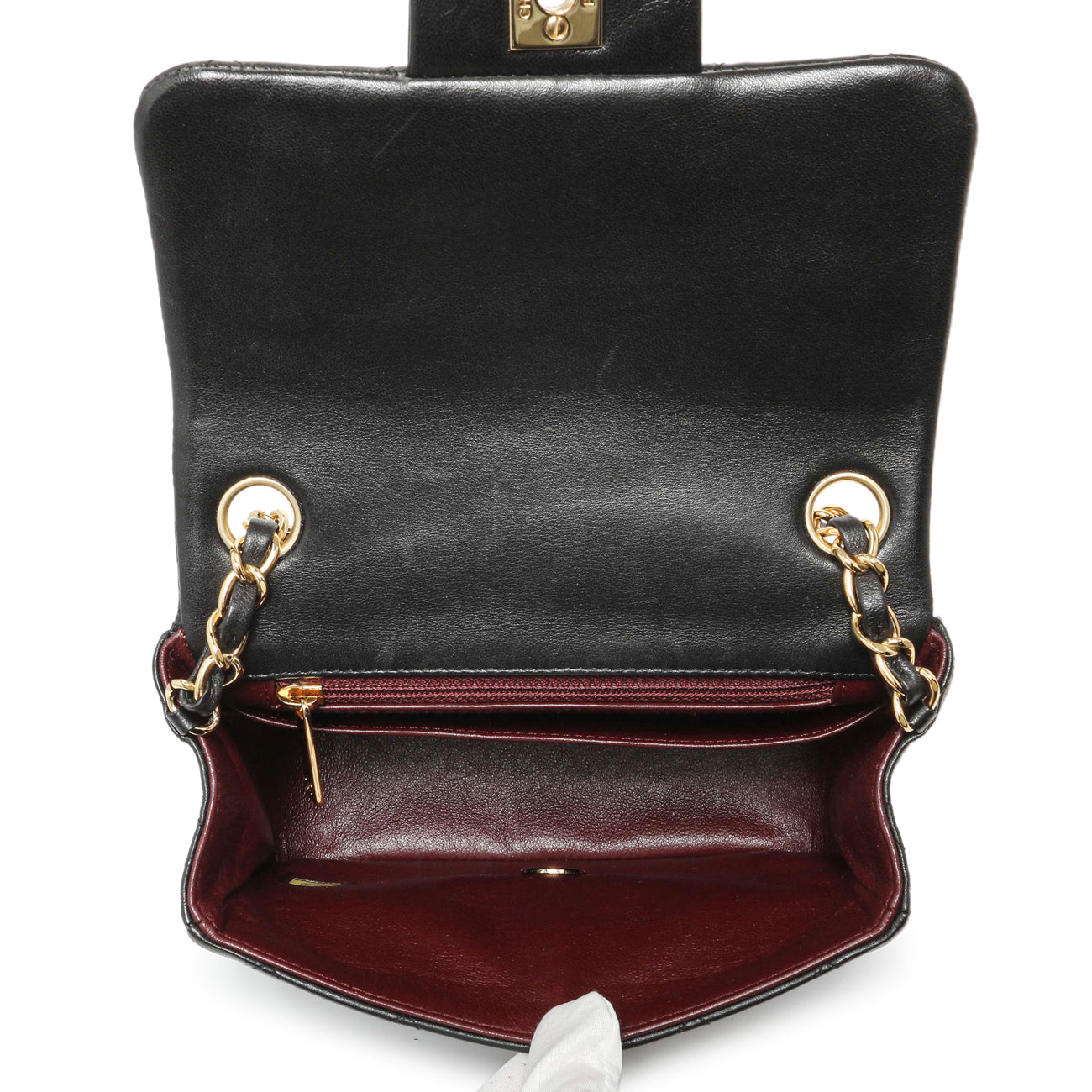 Exclusive Chanel Black Quilted Lambskin Mini Square Flap — Top View