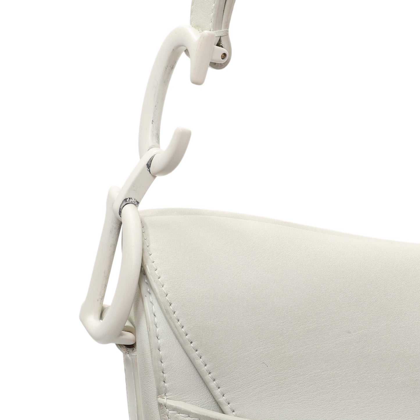 Exclusive Christian Dior White Ultra Matte Calfskin Saddle Bag — Alternate View 7