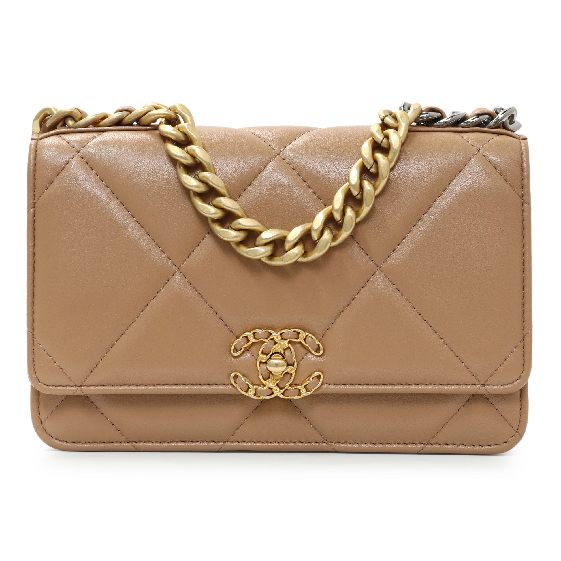 Exclusive Chanel Caramel 19 Wallet on Chain — Side View